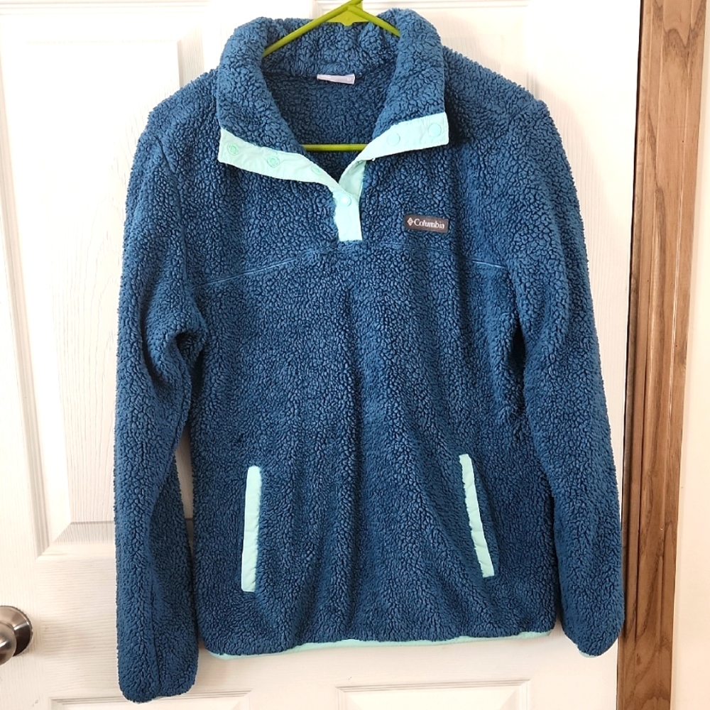 Columbia Blue Fleece Pullover Womens Medium